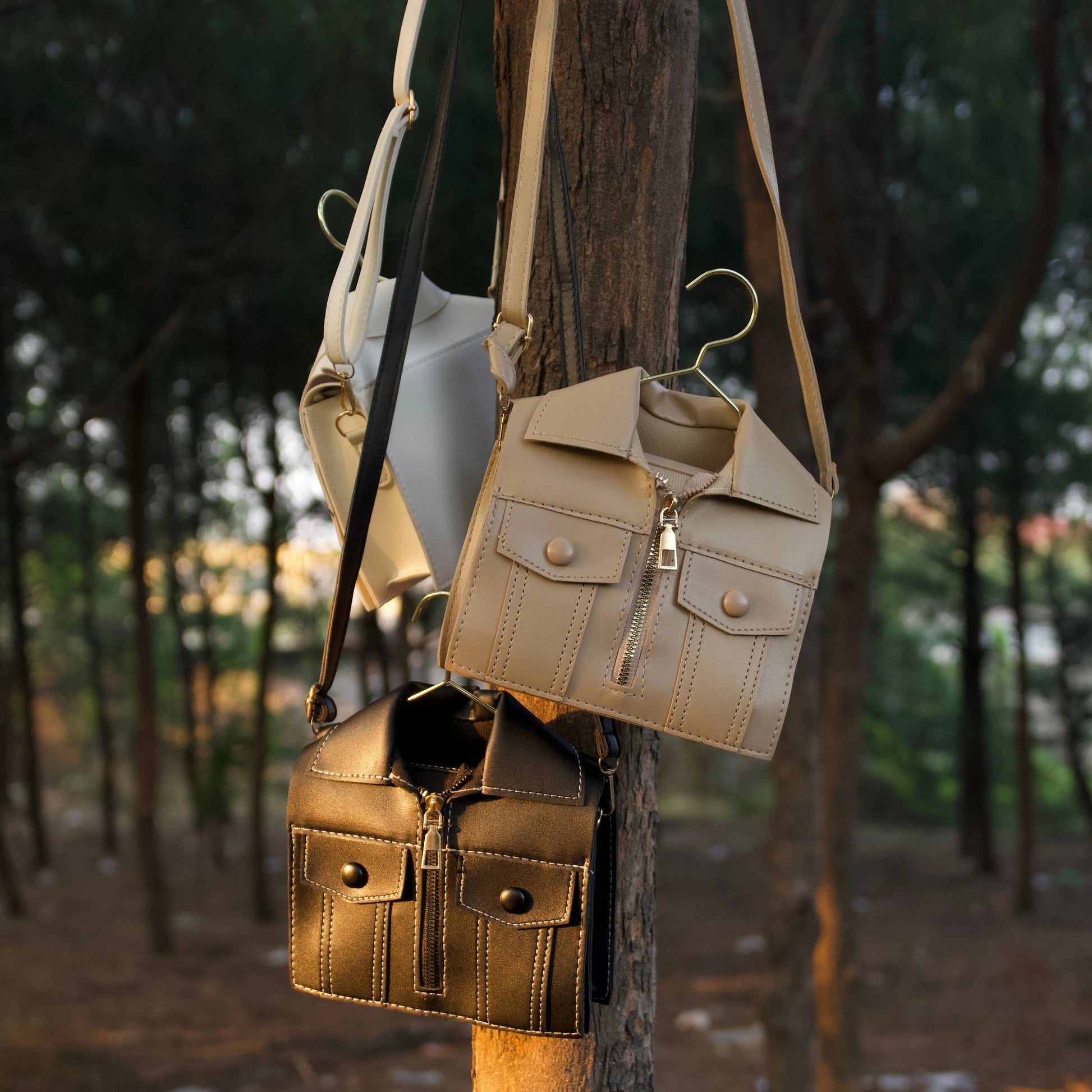 Colour variants of jacket-inspired handbag