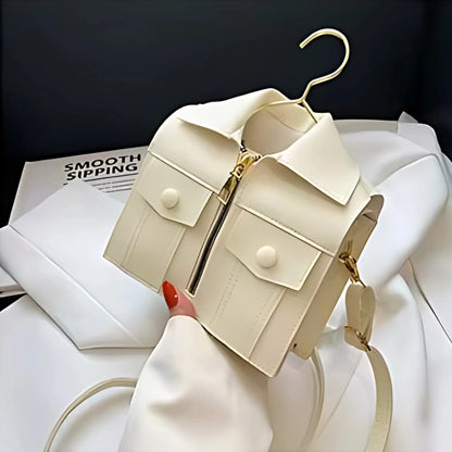 Side view of white Luxury Jacket Style Handbag