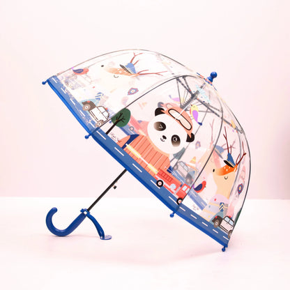 Colorful floral umbrella with hook handle