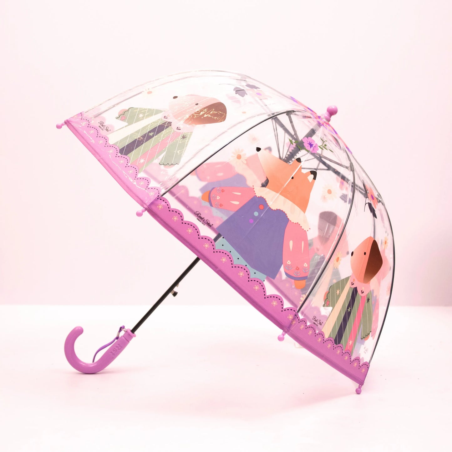 Close-up of lavender umbrella handle and design