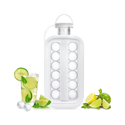 Image displaying white ice cube maker bottle with mojito on the side