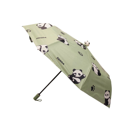 Panda-themed umbrella in green