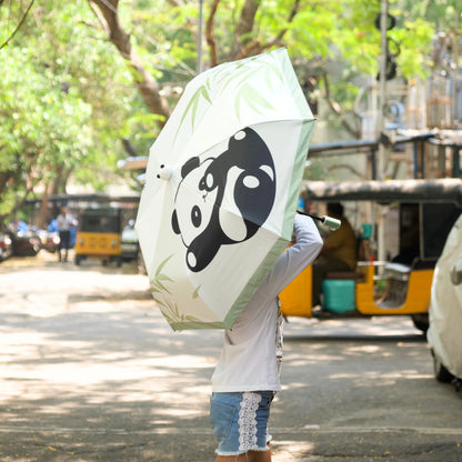 Panda-themed umbrella one open