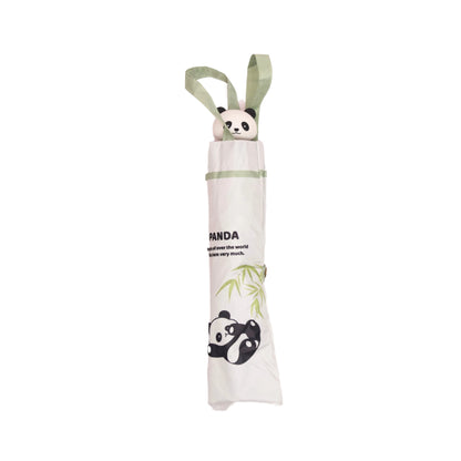 Panda-themed umbrella two folded and closed