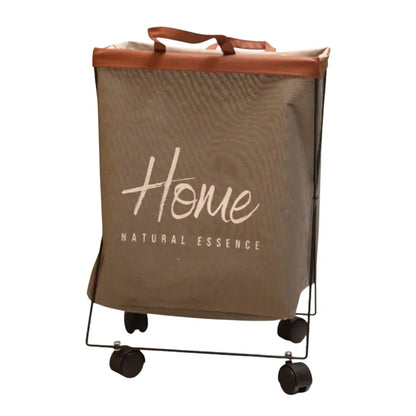large square laundry basket with rolling base