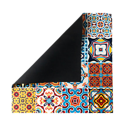 Multi-color mat folded slightly showing backside.