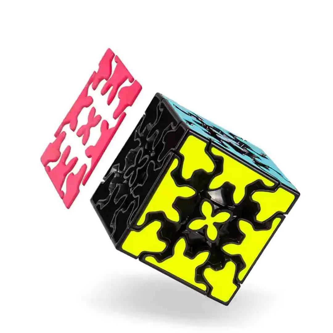 Demonstration of aligning the gear cube puzzle into its solved state