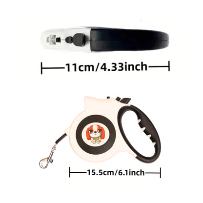 Torch-equipped dog leash close-up with measurements