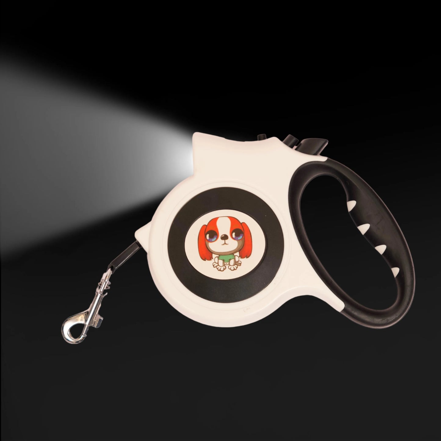 Retractable dog leash with built-in LED torch