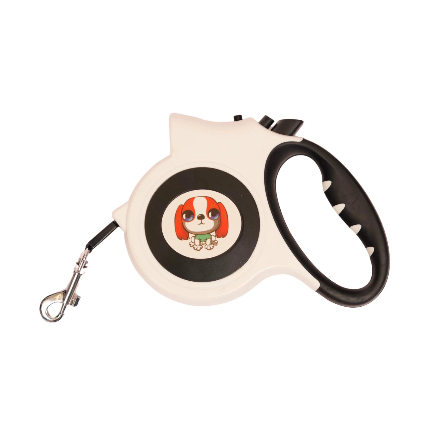 Ergonomic white dog leash handle with LED light