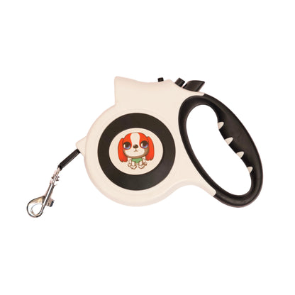 Ergonomic white dog leash handle with LED light