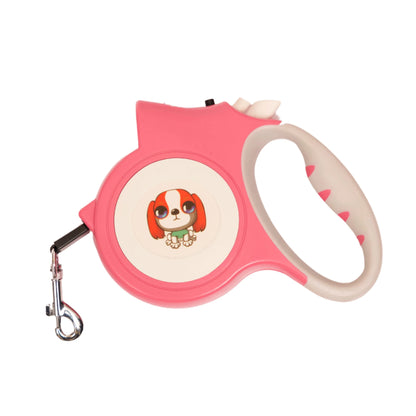 Ergonomic pink dog leash handle with LED light