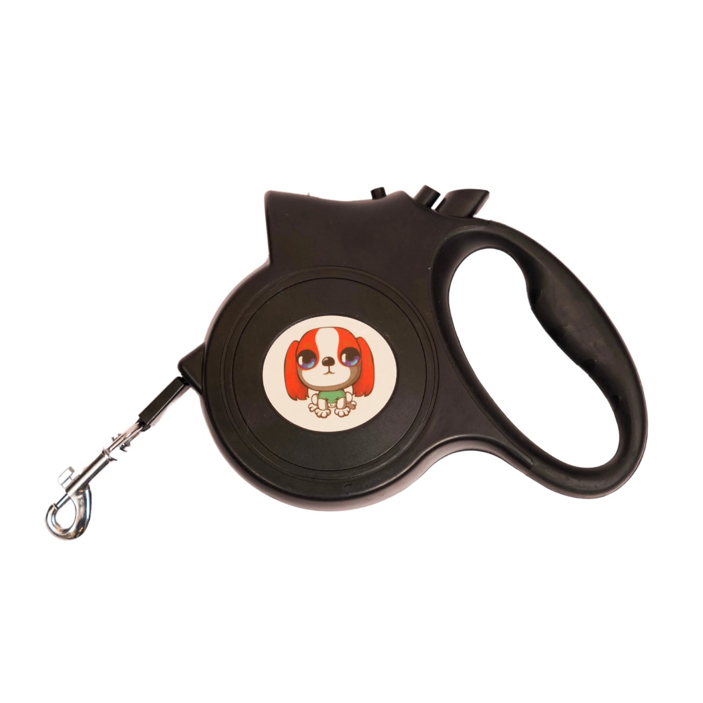 Ergonomic black dog leash handle with LED light