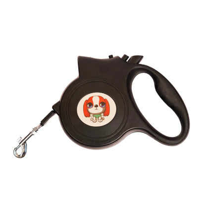 Ergonomic black dog leash handle with LED light