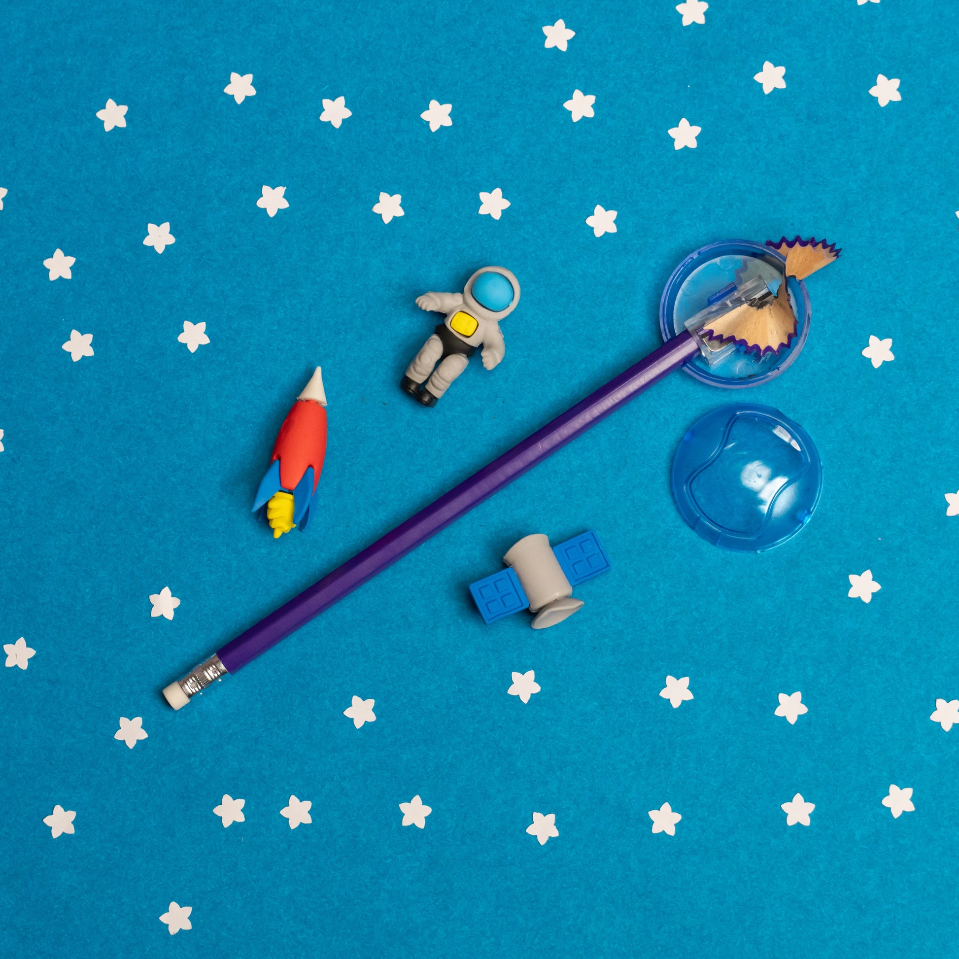Space Explorer Pencil Set in Neon Blue