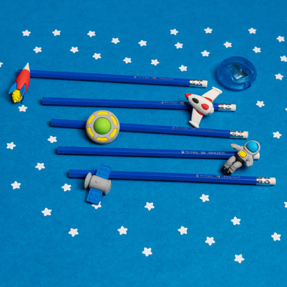 Pencil Set with Eraser and Sharpener – Space Theme Box for Kids