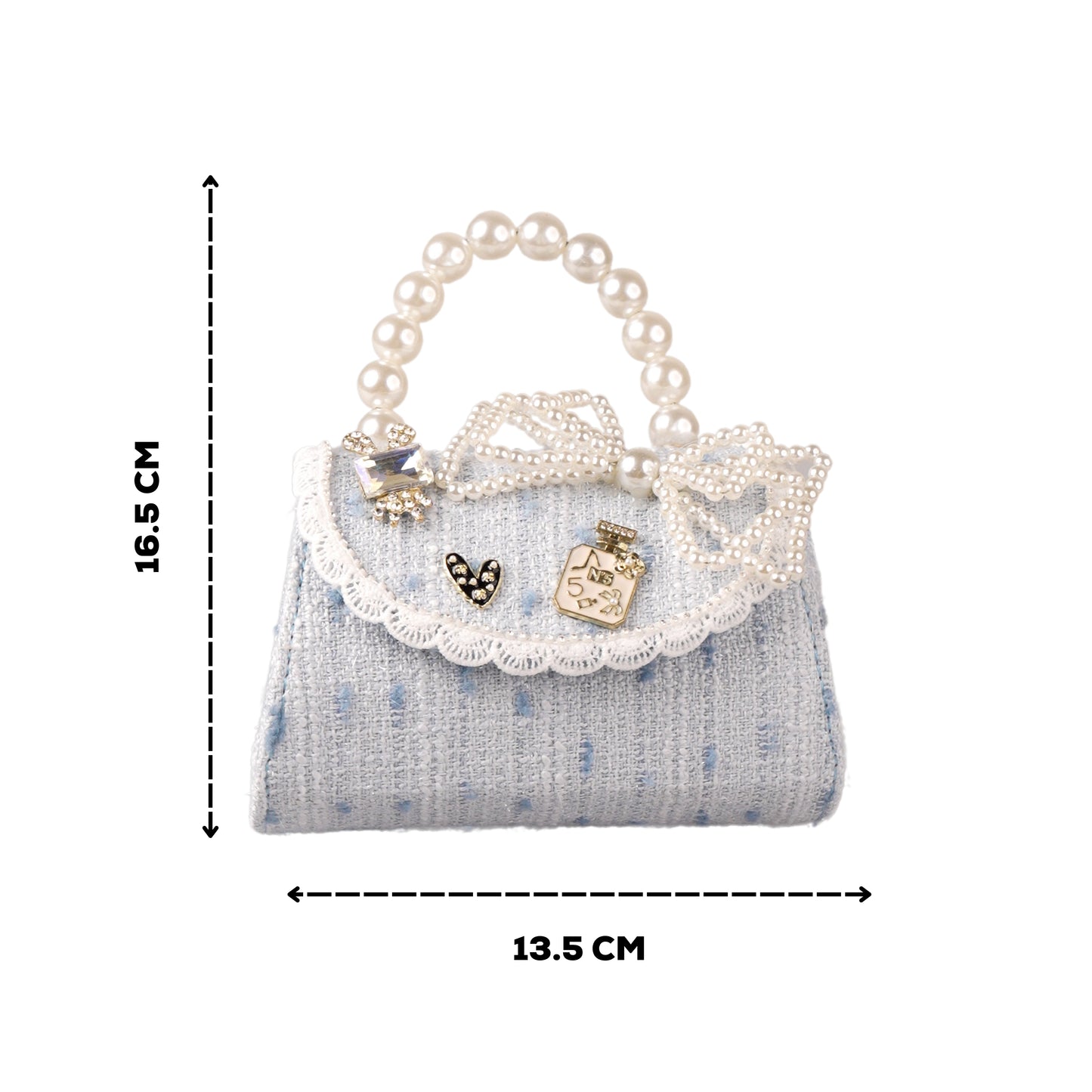 Small stylish sling bag with lace bow for kids