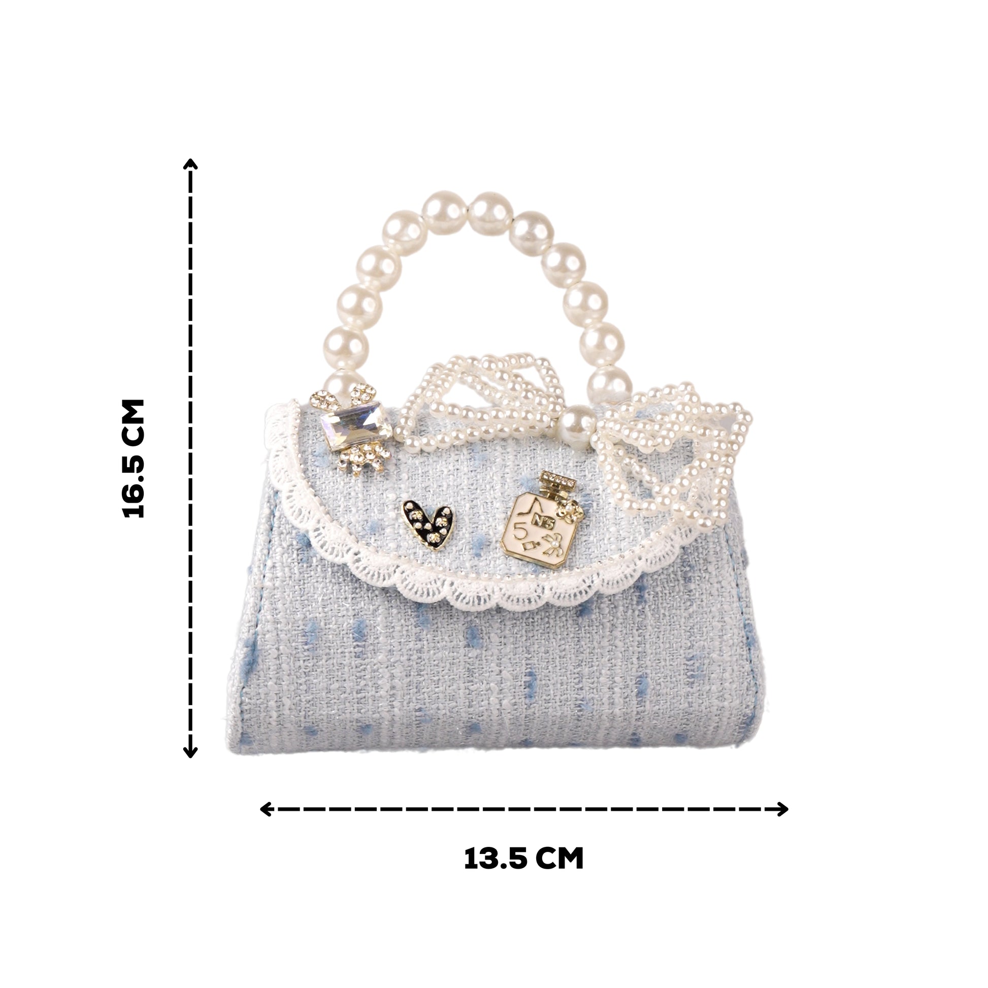 Small stylish sling bag with lace bow for kids