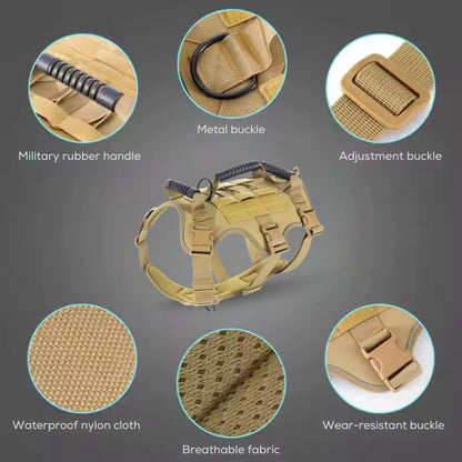 Dog harness with various features