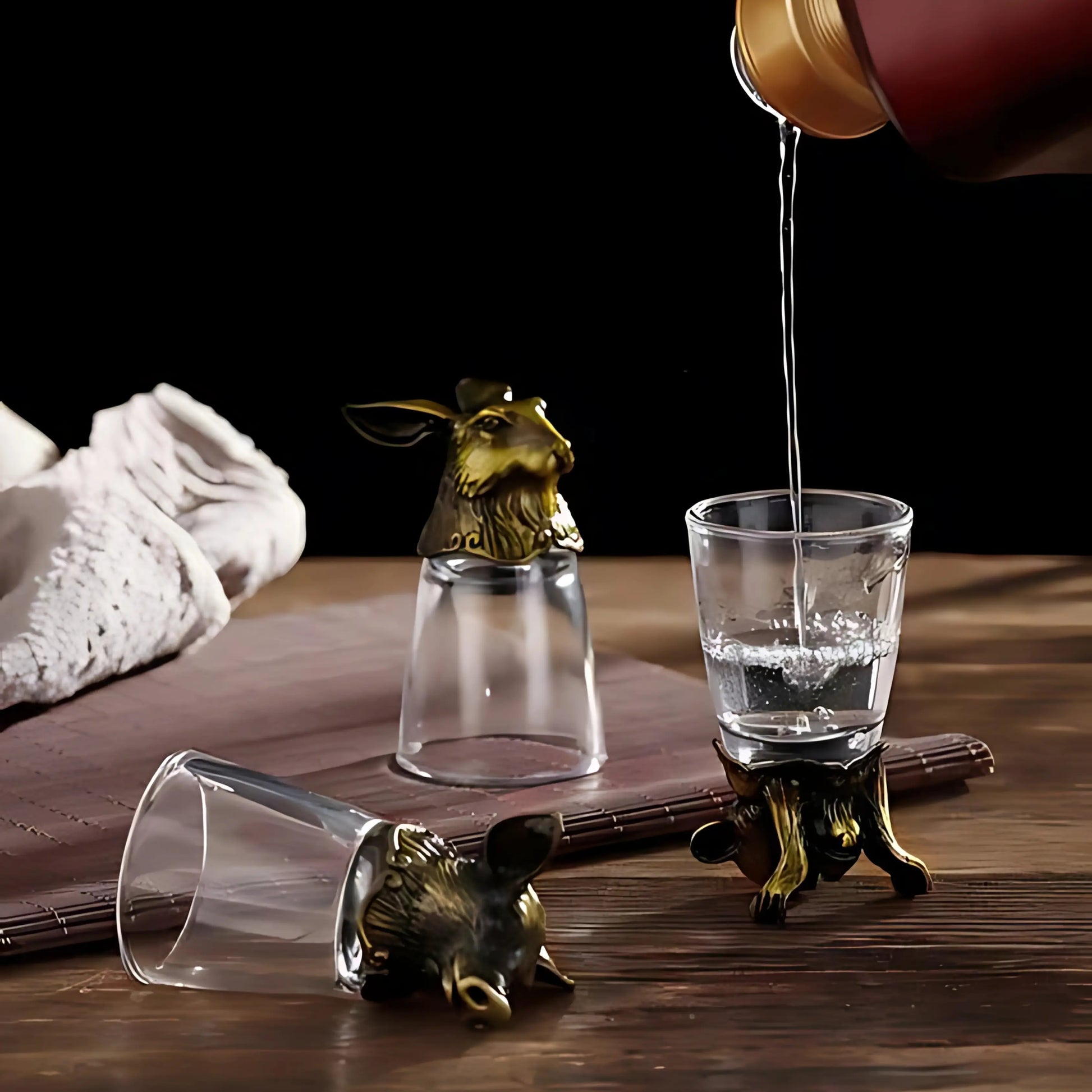 Adventure pre-party shot glass set with animal designs