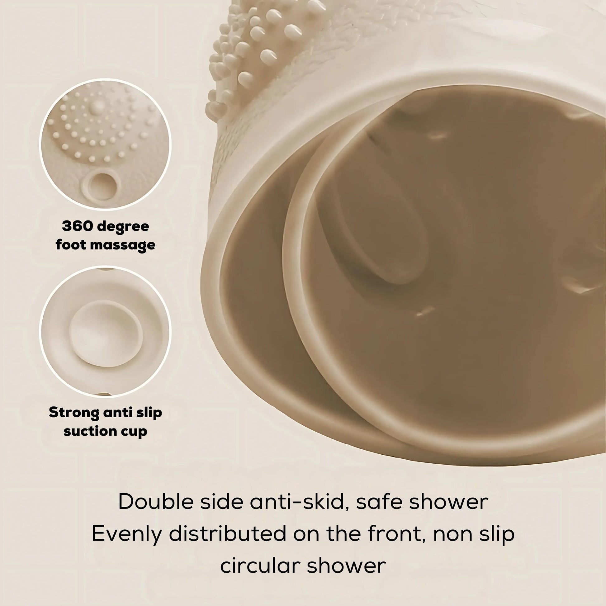 Close-up of large round suction cups 