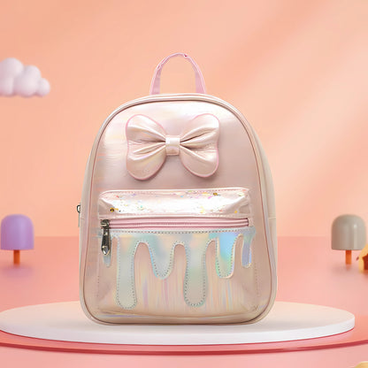 Glitter Bow Drip Kids' Backpack with sparkling bow and drip design