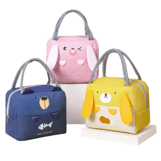 Cute Bear, Bunny and Dog Lunch Bag with White Background
