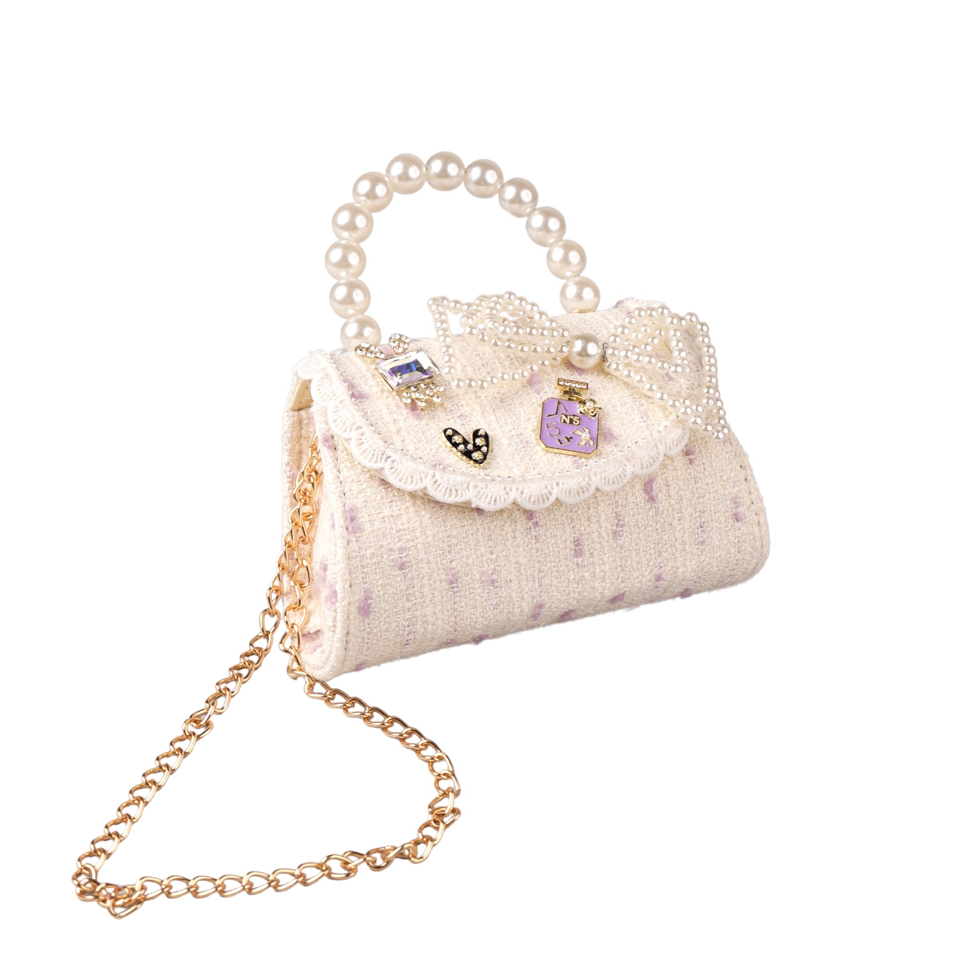 Small stylish sling bag with lace bow for kids