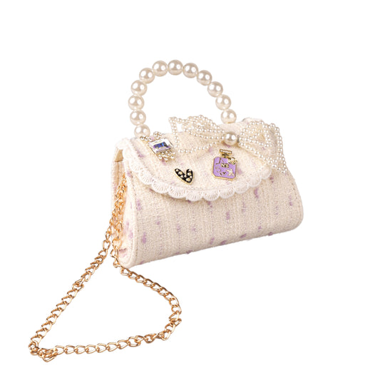Small stylish sling bag with lace bow for kids