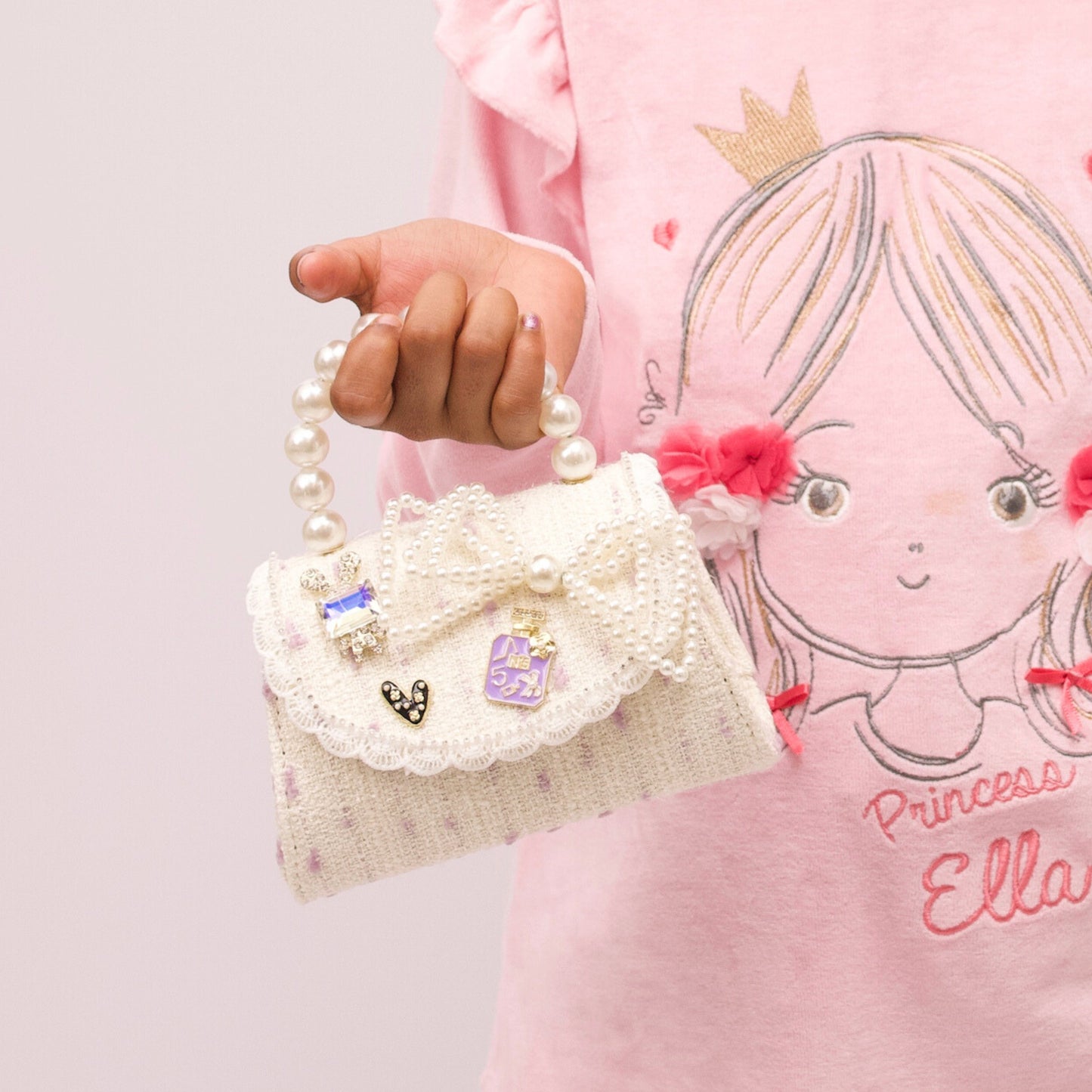 Small stylish sling bag with lace bow for kids
