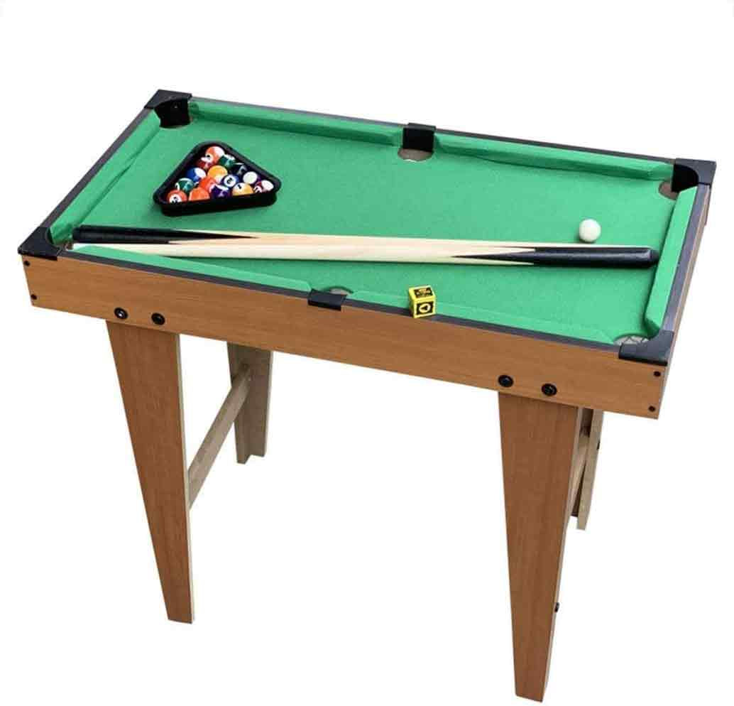 Full mini pool table set including cue sticks and triangle rack
