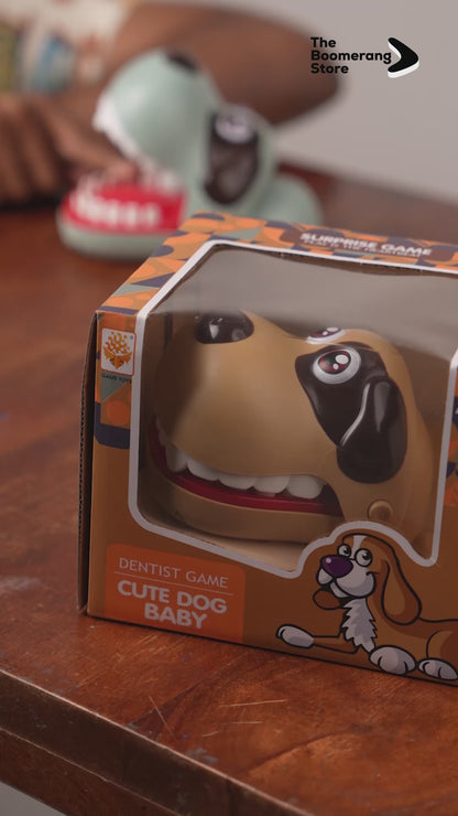 Open-mouth dog toy for the classic biting teeth game.