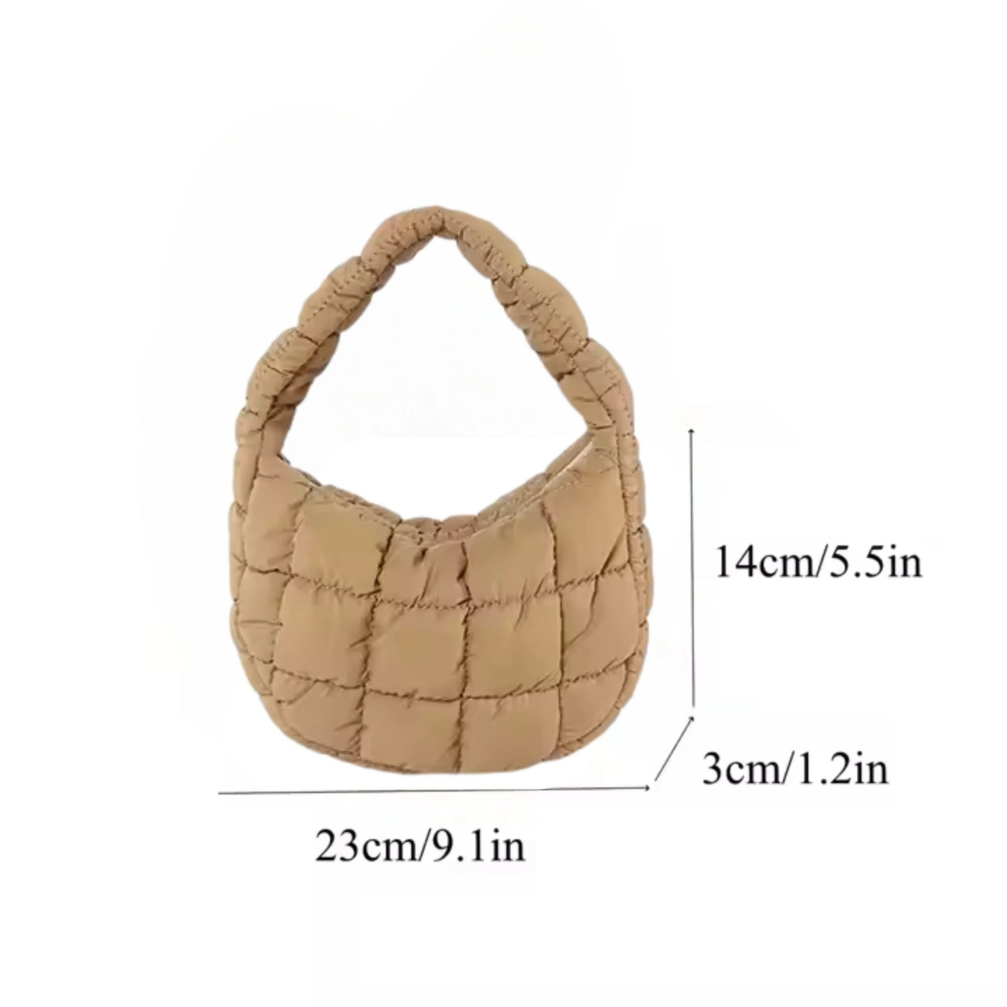 Cute puffer tote for everyday use in peach and beige